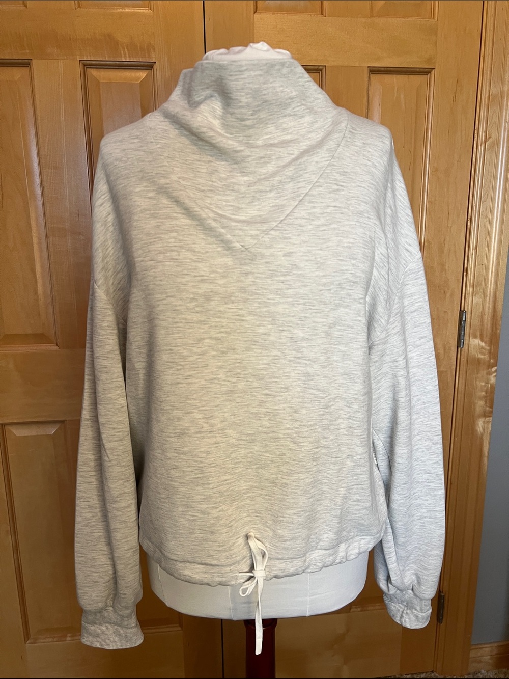Varley Heathered Light Gray Cowlneck Pullover